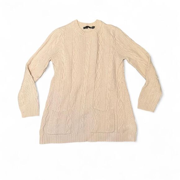 Jeanne Pierre Women’s Large Sweater 100% Cotton Cable Knit Long Sleeve Ivory - Picture 1 of 5